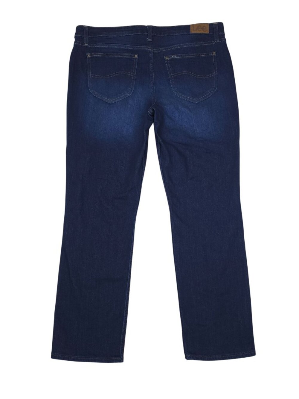 Lee Womens Regular Fit Mid Rise Straight Leg Jeans Dark Wash Size 16M